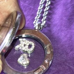 Floating locket with XO and love heart